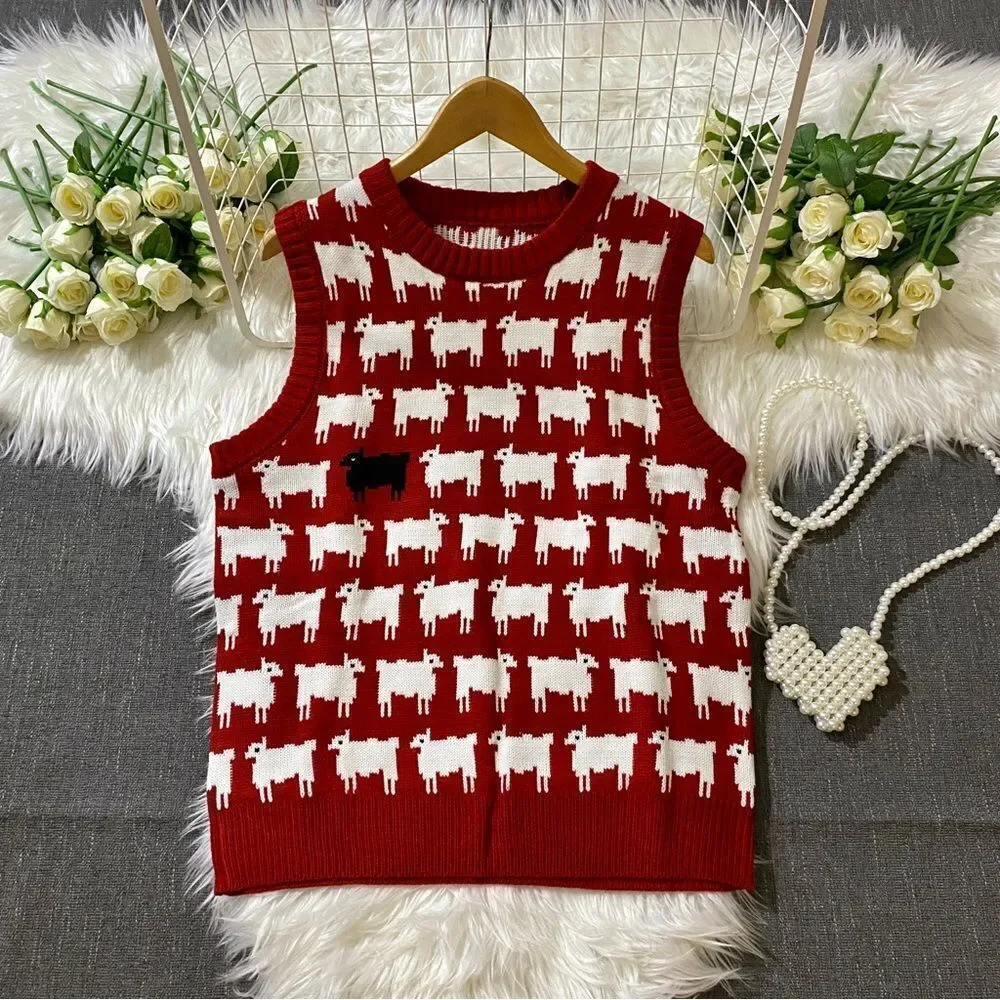 BLACK SHEEP RED VEST INSPIRED PRINCESS DIANA SWEATER - Picture 2 of 9